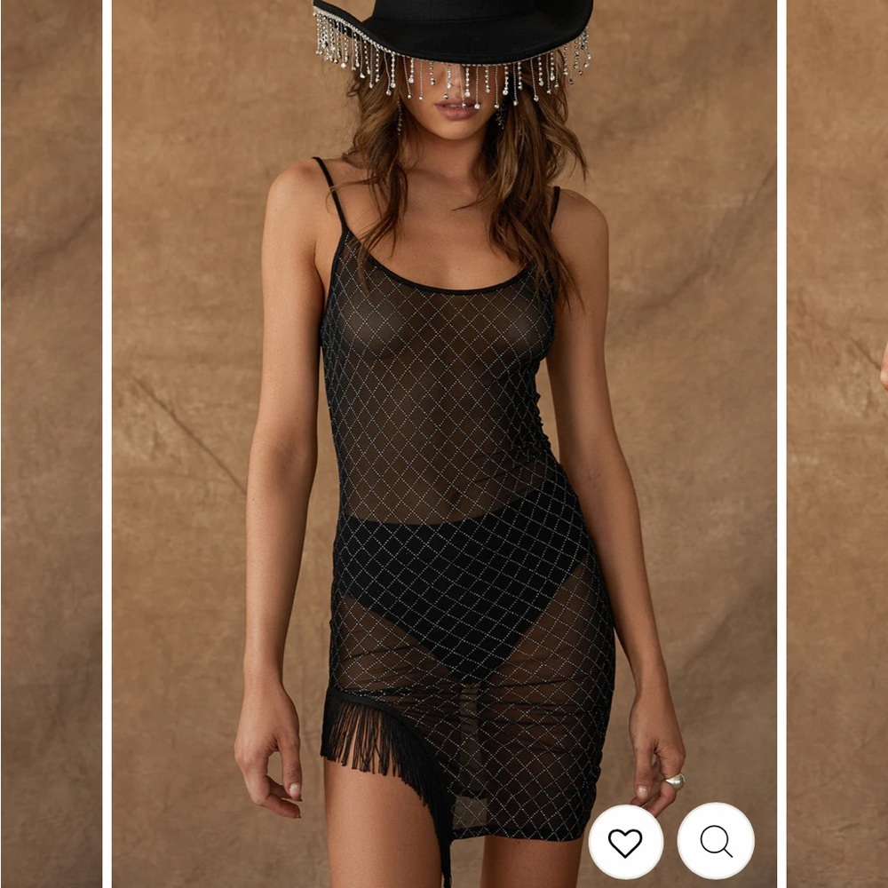 Mesh dress with fringe